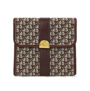 Christian Dior CD Logo Trotter Canvas Leather Trifold Wallet